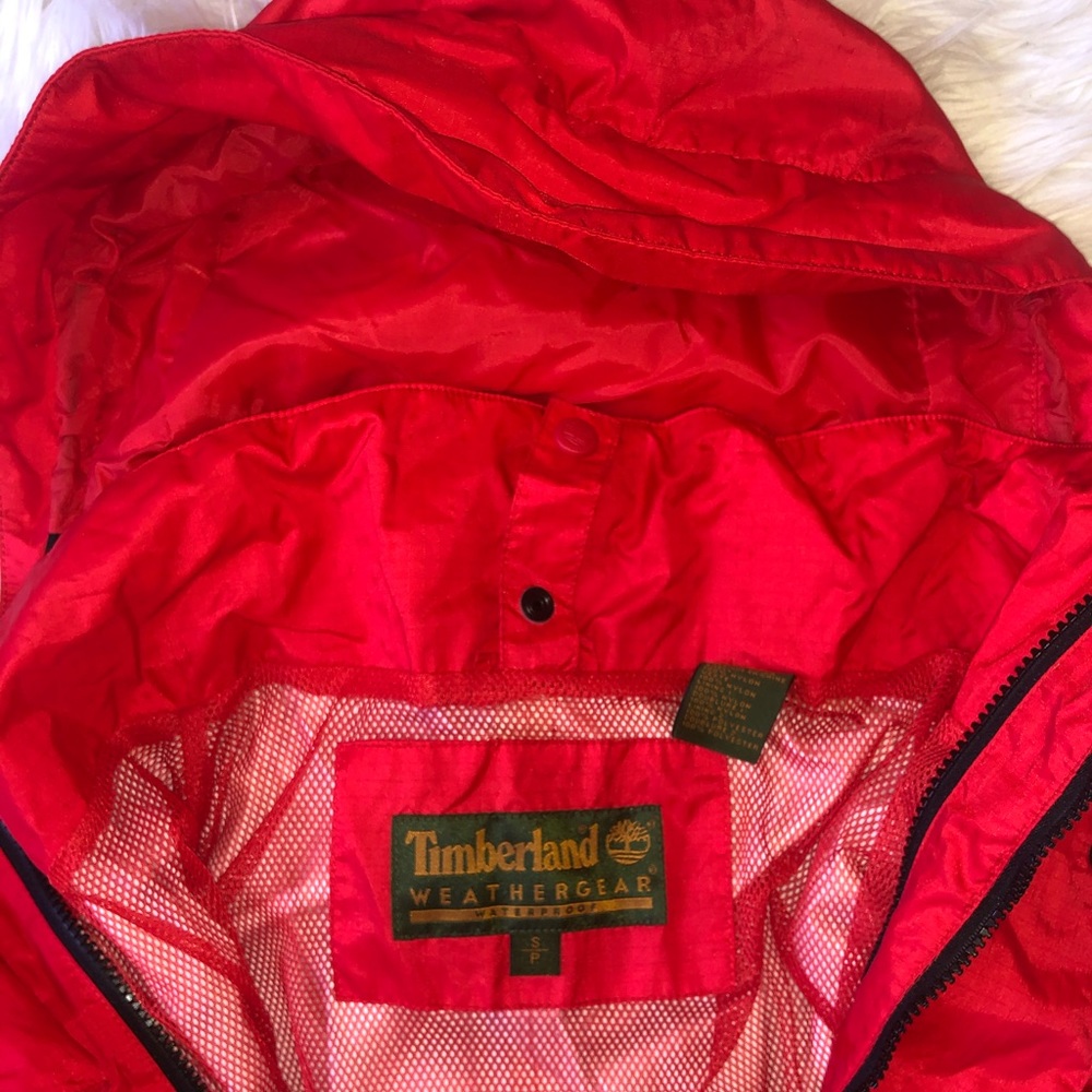timberland men’s S (woman’s L) red rain jacket